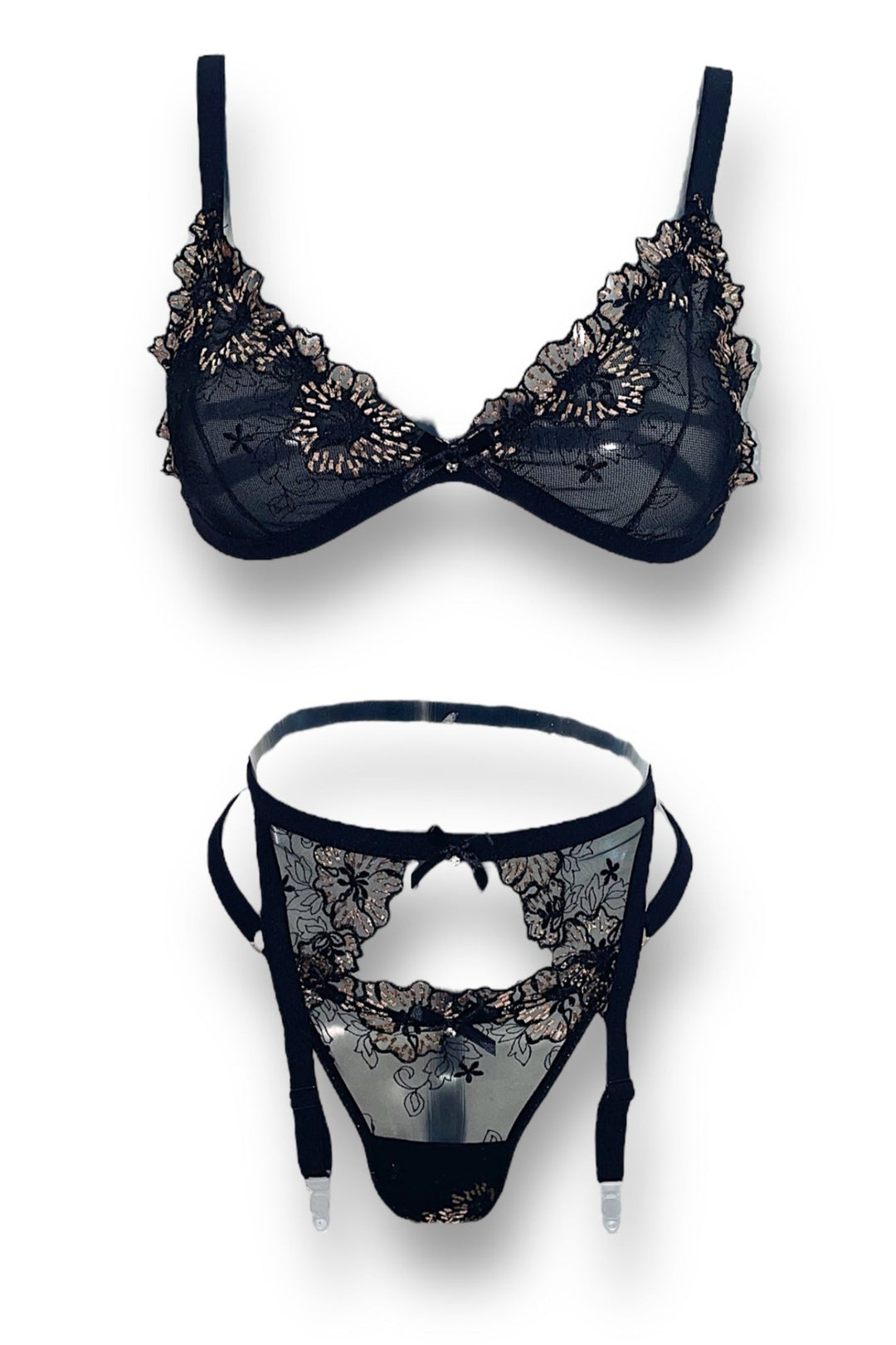 Chloe Embroidered Lingerie 3-Piece Set