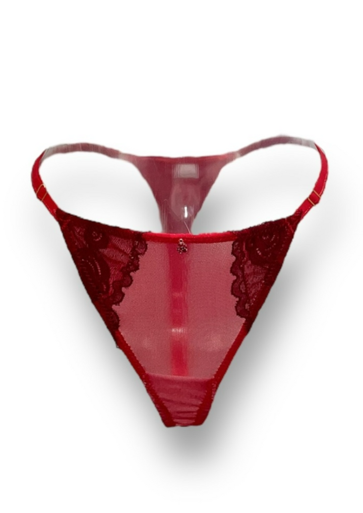 Bella Burgundy Lace Adjustable Thong