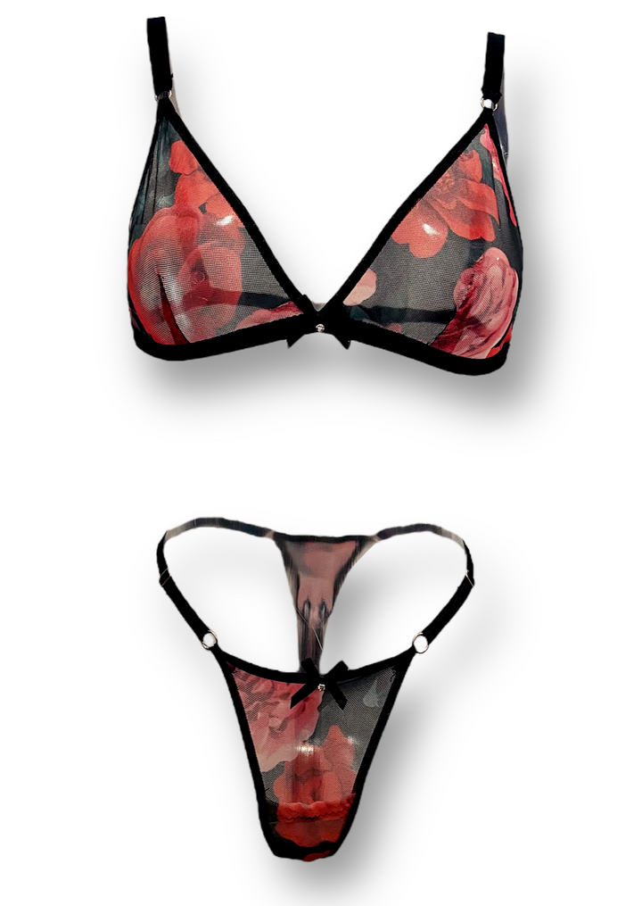 Rosie Floral Mesh Lingerie Set